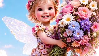 Flowers with baby cute girl love