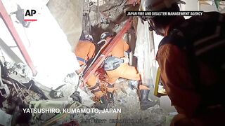 Rescue operation continues at paper factory in quake-hit southern Japan