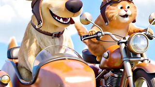 Dog and cat flying motorcycle 😁😁
