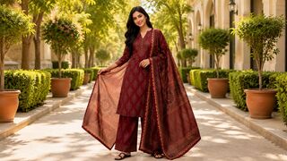 Elegant Maroon Embroidered Kurti Set for Women | Indian Ethnic Fashion | AI Fashion