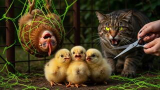 Brave Mother Hen Rescues 10 Chicks From Wild Cat Attack 🐔🐱 #shorts