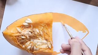 Painting a super realistis pumpkin slice a mind blowing painting process