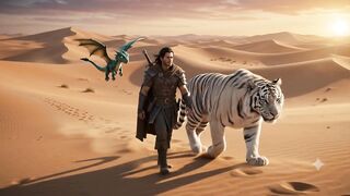 ​Desert Warrior, Giant Tiger & Flying Dragon | Epic AI Fantasy Adventure