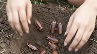 Cooking delicious fried cockroaches