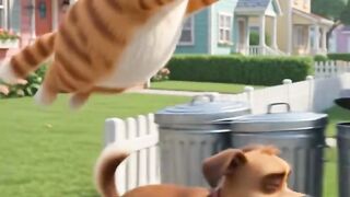 Cat_chasing_dog_neighborhood