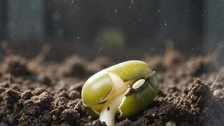 Mung bean growing in soil