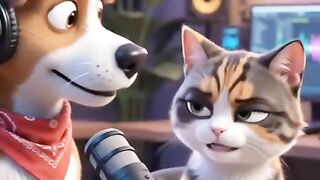 Funny AI Dog & Cat Podcast 😂 | Cute Cartoon Animal Podcast #Shorts