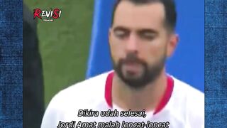 Lagu Indonesia Raya belum selesai, Jordi Amat malah loncat-loncat duluan! 😳😭