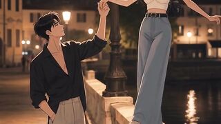 Romantic couple walking ai Ghibli aesthetic video