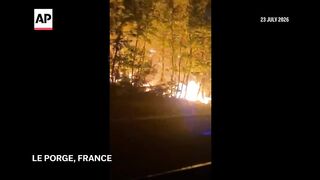 France resident returns to the burnt remains of his home after wildfires