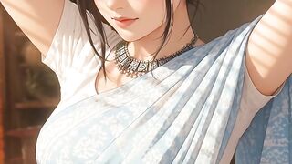 Beautiful anime girl in saree