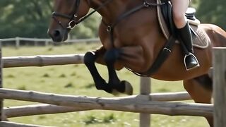 Beautiful woman horse racing