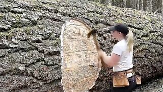 This woman transformed a giant tree trunk into a home.