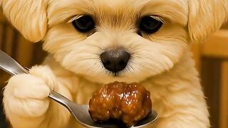 10M views Ai Dog eating food 🍲😋🐶 #cartoon #dog #ai #shortvideo #food #puppy