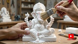 Beautiful Lord Ganesha Idol Painting 🎨🙏 | Ganpati Murti Decoration Process | Satisfying Art
