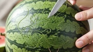 Dragon Carved Into a Watermelon 🐉🍉 Satisfying ASMR Fruit Carving