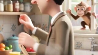Bean vs The Sneaky Monkey Chef! 🐵😂 | Funny 3D Cartoon Animation