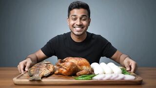 So Much Food! 😱 Whole Chicken, Rui Fish & 15 Eggs | Funny Mukbang 😂 #Shorts