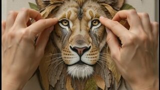 Majestic Lion Portrait Made From Leaves & Twigs 🦁 | Incredible DIY Nature Art Transformation