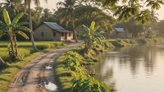 The Peaceful Beauty of Bengal 🌿🌅 | Village Road, River & Sunset 🇧🇩
