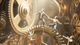 Giant Hands Rescue Tiny People Trapped Inside a Giant Gear! 😱⚙️