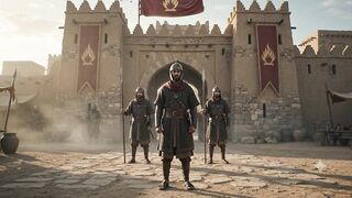 Captain Idris with two guards