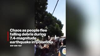 CHAOS as People Flee Falling Debris During 7.4-Magnitude Earthquake in Colombia