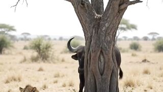 ​Smart Lion Outwits Angry Buffalo! 🦁🧠 #shorts #wildlife #nature #cuteanimals