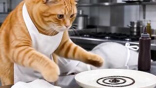 One Cat Serves It… The Other Cat Cleans It All! 😂🤣 #shorts