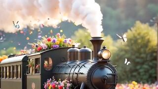 Beautiful 8 March international women's day flower train animation