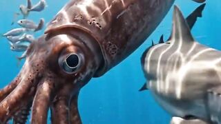 Sea Monster Fight: Colossal Squid vs Giant Sixgill Shark