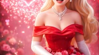 Beautiful blonde princess Happy Valentine's Day greeting animation