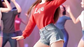 Happy young girl dancing at a disco party under a disco ball