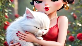 Betty Boop and Her Precious Kitten: A Stroll Through the Roses