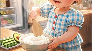Little Anime Chef Makes Japanese Salmon Sushi Rolls! 😍