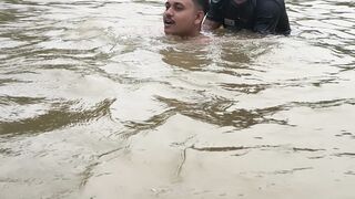 Enjoy with friend in river 🤭