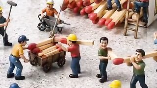 Tiny Workers Carrying Giant Matchsticks 😂🔥 | Funny AI Video