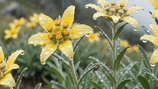 Cozy Drizzle & Misty Mountain Flowers 🌧️ Mountain Edelweiss Rain Vibes ✨ #cozy #rain #nature #mountains #aesthetic #foryou 3