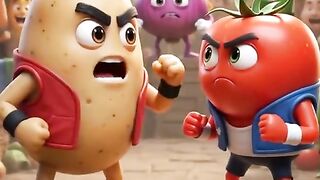 🥔 আলু VS 🍅 টমেটো | সবজির মহাযুদ্ধ 😂🔥 | Vegetable Fight Cartoon