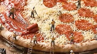 Tiny Workers Build a Giant Pizza 🍕 | Amazing Miniature World