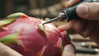 Carving on dragon fruit today