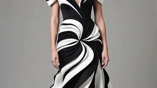 Monochrome Elegance | Sculptural Black & White Evening Gown