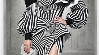 High fashion artistry: Black & white glamour.