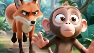 “Please help me!” 🐒😂 শিয়াল তো পিছু ছাড়ছেই না! 🦊🔥