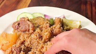 Beef briyani with salad make difficult flavour