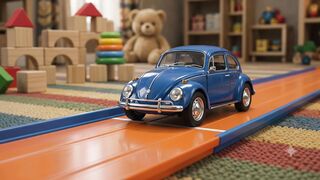 VW Super Beetle Race On Hot Wheels Track