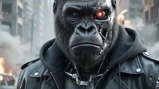 Cyborg Gorilla Terminator Rises in a Destroyed City! 🔥🦍 #shorts