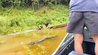 Police chase of suspicious person in the river