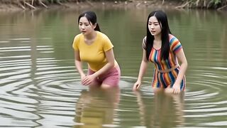 Swimming exercise with friends