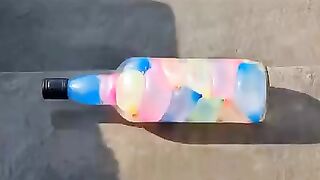 Breaking Reverse glass Bottles Crushing Crunchy Soft things